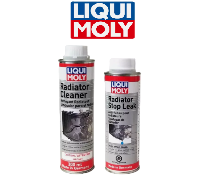 Set Of Liqui Moly Radiator Stop Leak 250ml Can & Cleaner 300ml.