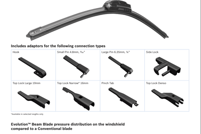 Set of 2 BOSCH EVOLUTION Beam Wiper Blade 4826 & 4822 (26" & 22") - Universal Flash Supply